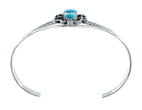 Native American Genuine Sterling Silver Turquoise Stone Cuff Bracelet JX128806